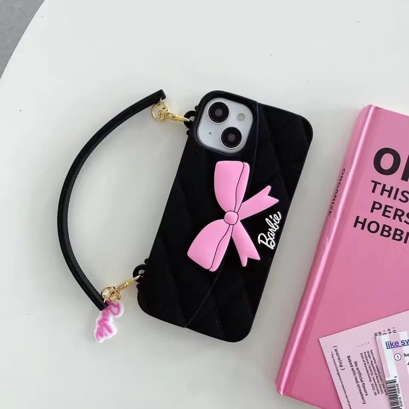 Image of COVERLY Luxury Sling Bag Barbie Bow Phone Case Cover for iPhone 15 Pro Max Wallet Strap Case,Pinterest Worthy Wristlet Chain Cover| Fashion iPhone 15 Pro Max Case | Stylish iPhone 15 Pro Max Bow Case