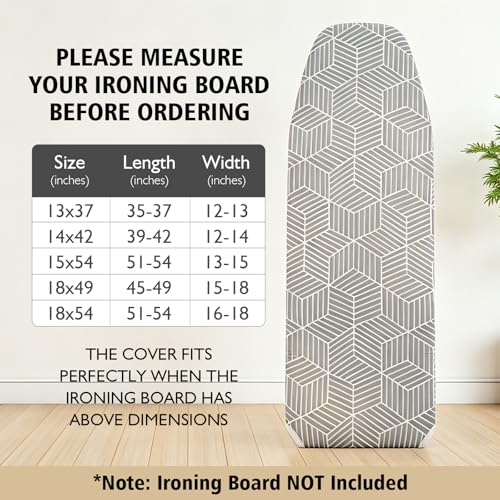 Image of Seiritex Over the Door Ironing Board Cover 14 x 42 inch, Thick Padding w Hook and Loop Fasteners Wall Iron Board Cover (Gray Cube Update Version)