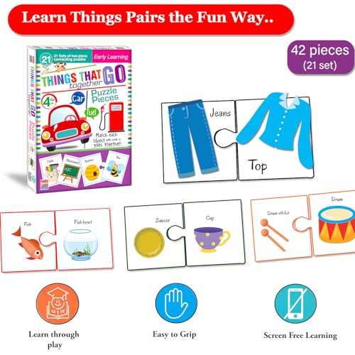 Image of Object Match Jigsaw Puzzle Connecting 2-piece (Set of 21 pcs) for Kids, Childrens and Toddlers - Early Learning Educational Brain Booster with Fun and Engaging - Ages 4+