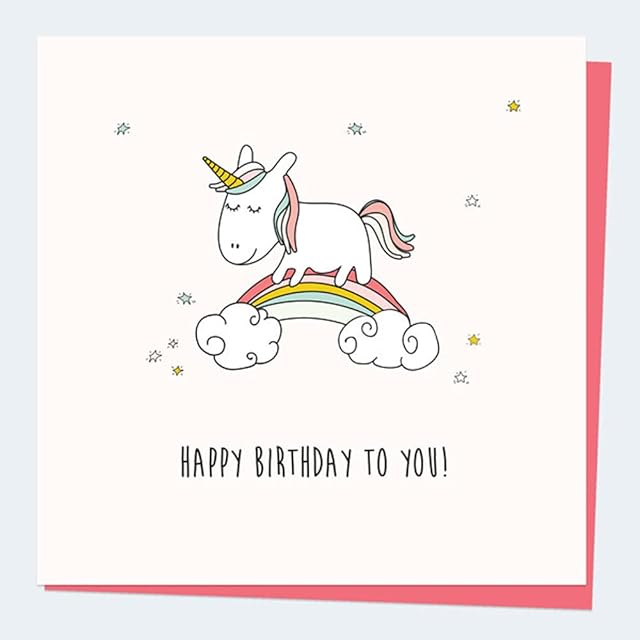 Dotty about Paper - Kids Birthday Card - Rainbow Unicorn Happy Birthday To You (3386)