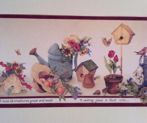 Plants Flowers Gardening Country Wallpaper Border - Red Hrb3993 #TOP3