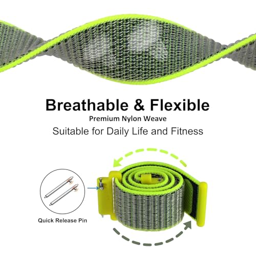 Image of WOCCI Adjustable Nylon Sport Watch Bands with Hook and Loop Fastener, Quick Release Watch Straps for Men and Women, Band Width 18mm 20mm 22mm