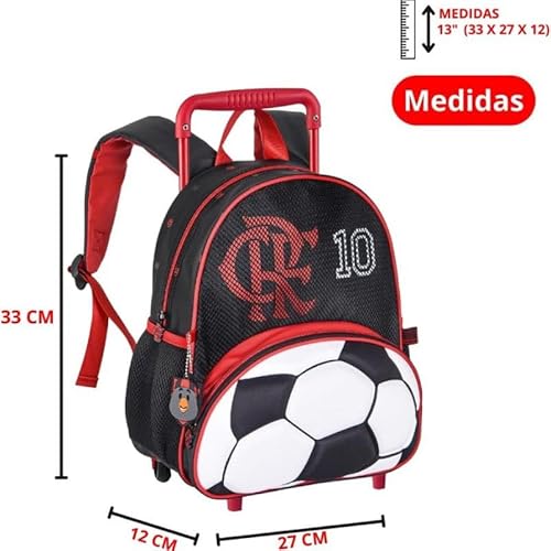 Mochila Infantil de Rodinhas - Tema Futebol, Compacta e Prática