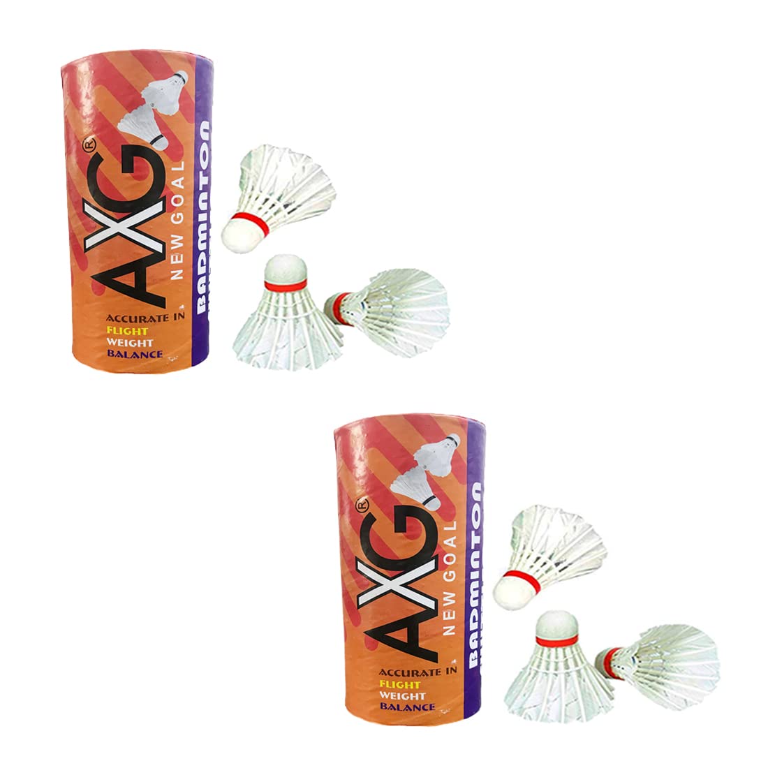 AXG NEW GOAL Classic (Pack of 6) Feather Shuttle - White-image-49
