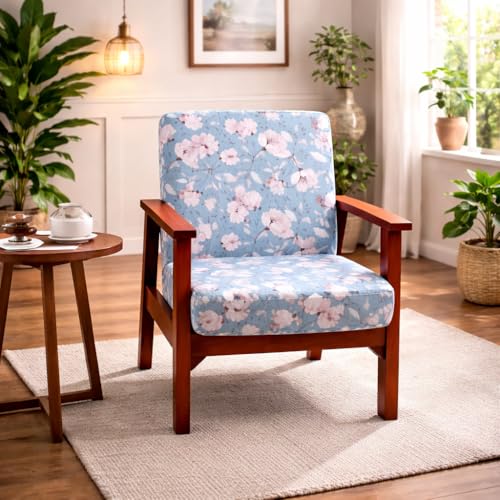 Image of STITCHNEST 'Contour Fit Series' Stretchable Printed Wooden Sofa Cover (Pack of 2) - Elastic Wooden Chair Cover | Wooden Sofa Seat Cover | Size - 20-21 x 20-21 x 3-5 in
