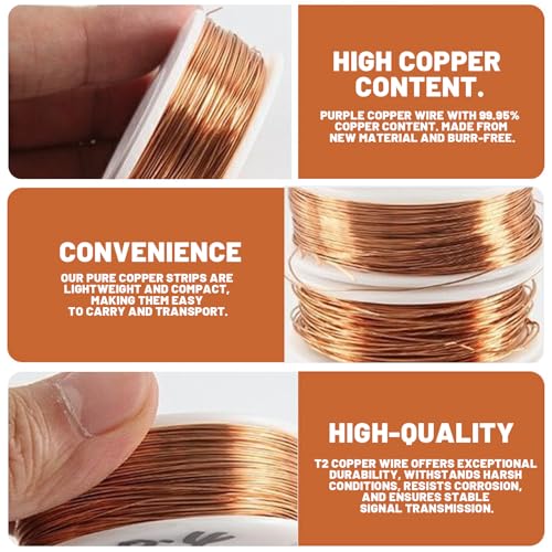 Zyiphor Reiner Kupferdraht 1mm x 20m T2 Blanker Kupferdrähte Basteldraht Schmuckdraht Kupferspulen Copper Wire für Schweißen, Experiment, Schmuck, Garten, Pflanzen