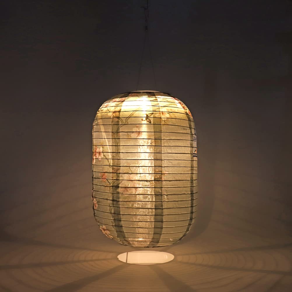SPEPROECO 25cm Solar Lanterns LED Light Nylon Cloth Chinese Hanging Lanterns Lamp Waterproof Japanese Lanterns for Outdoor Garden Wedding Holiday Party Decoration