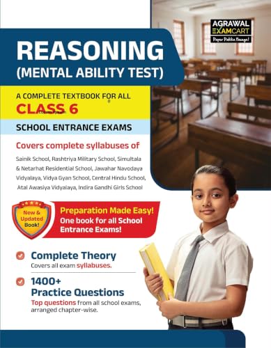 Image of Examcart One For All School Entrance Class 6 Reasoning (Mental Ability Test) Book 2027 | Complete Theory & 1400+ Practice Questions | For JNV, Sainik, RMS, CHS, & Other School Exams (English Medium)