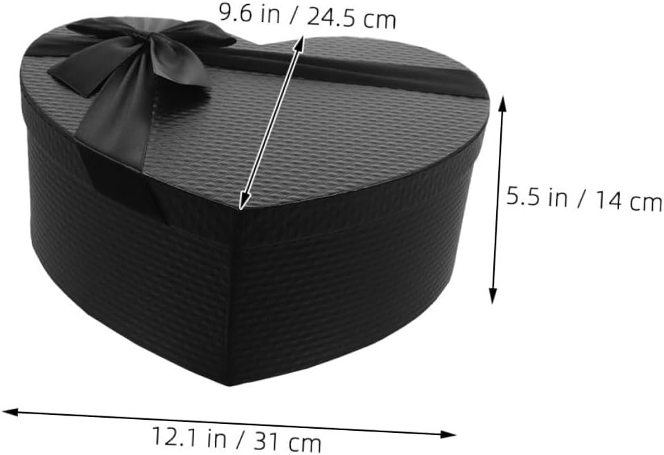 Hemoton Heart Shaped Packaging Boxes Black Paper 2pcs Large Valentine’s Day Candy Flower Packing Box for Floral Arrangements and Creative Packaging