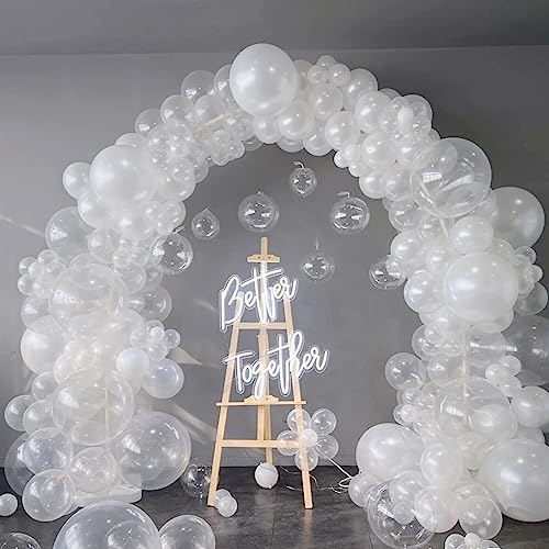 Image of 412pcs Clear Balloon Garland Arch Kit 18 12 10 5 Inch Different Sizes Matte Latex Crystal Transparent Balloons for Baby Shower Birthday Wedding Graduation Anniversary Party Decoration
