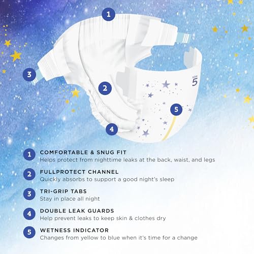 Image of Amazon Brand - Mama Bear Overnight Baby Diapers with Leak Protection and Skin Protection, Fragrance-Free, Size 5, 62 Count, Maximum Absorbency