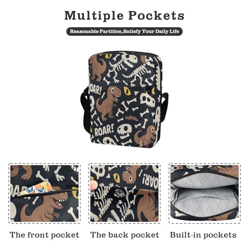 messenger bag for men Small Crossbody Bag For Women Woman Cross Body Purse Adjustable Strap for Travel Travel- Dinosaur Fun Pattern2