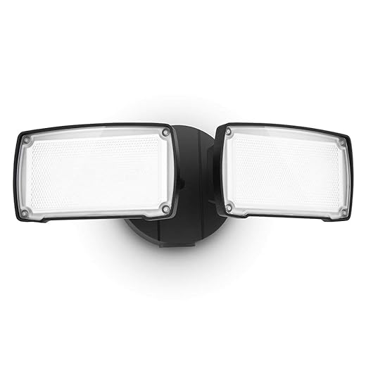 LUTEC LED 3500 Lumen 32W 5000K Integrated Dual-Head Flood Light Outdoor Dusk to Dawn Waterproof Exterior Security Wall Light for Patio Garden Yard