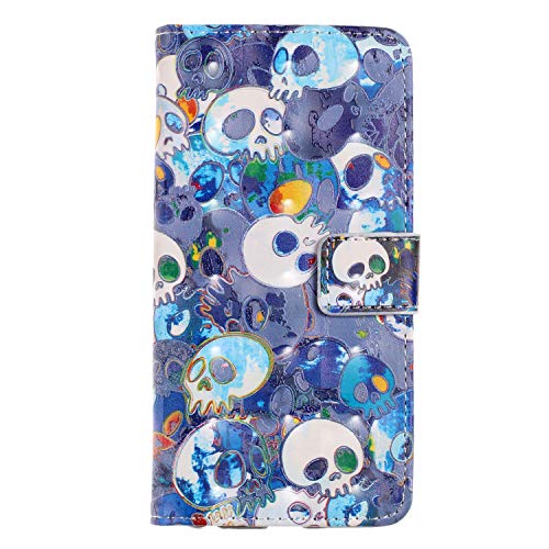 Shukukan iPhone 11 Pro Max Case, 3D PU Leather Notebook Wallet Cases Shockproof Flip Cover with Card Holders Magnetic Closure Cute Stickers for iPhone 11 Pro Max 2019 6.5 inch Skull
