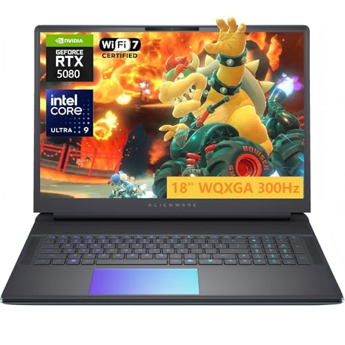 Image of Dell Alienware 18 Area-51 Gaming Laptop, NVIDIA RTX 5080 16GB GDDR7, Intel 24-Core Ultra 9 275HX(Up to 5.4 GHz), 64 GB DDR5, 4 TB SSD, 18 inch WQXGA 300Hz 2.5K Display, 4K Camera, Wi-Fi 7, Windows 11 Pro