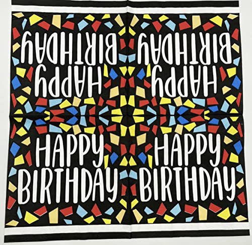 40Pcs Colorful Happy Birthday Napkins,Birthday Napkins For Happy Birthday Party Supplies Luncheon Baverage Paper Napkins Disposable For Kids And Adults Birthdays Party Favors 6.5X6.5 Inch #TOP6