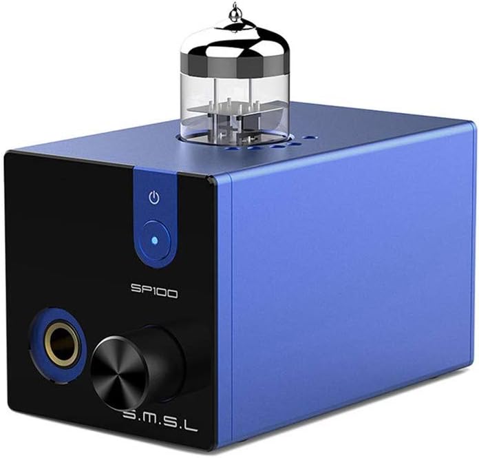 SMSL SP100 Vacuum Tube Headphone Amplifier Replaceable 6N3 Buffer HiFi Stereo Audio Desktop Amp Preamplifier Preamp (Blue)