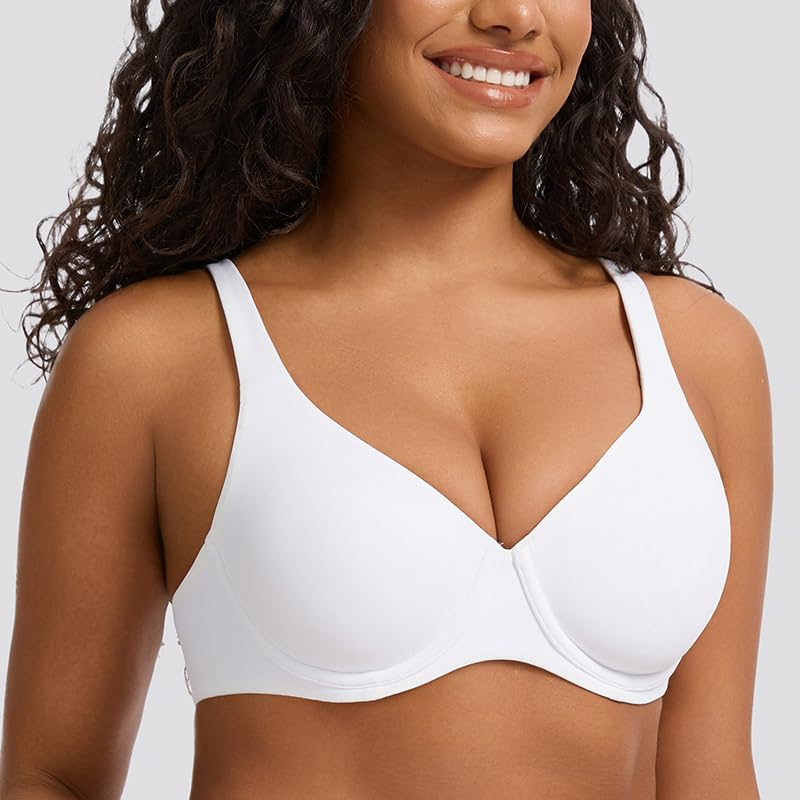 MELENECA Biustonosz Minimizer z Dekoltem w Serek (V-neck) — z Fisbiną, Plus Size, Plunge, Bez Wypełnienia, Bezszwowy (T-shirt)