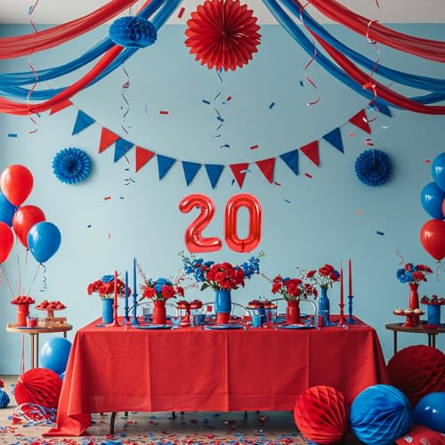 Image of TONIFUL Number Balloon 16 Inch 10 Pcs Red 0-9 Birthday Number Balloons | Small Custom Digital Mylar Foil Ballons for Birthday Halloween Graduation Anniversary 2027 New Year Eve Party Decorations