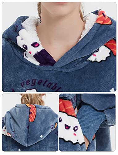 Image of KFUBUO Wearable Blanket Hoodie for Adults Sherpa All Patterns Oversized Sweatshirt Blanket with Pocket