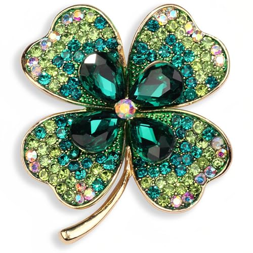 EAVUYIS Spilla Strass Trifoglio a quattro foglie per le Donne Pin, Maglione Spilla Fibbia Spilla Accessori Cappotto Spilla Cardigan Festa di...
