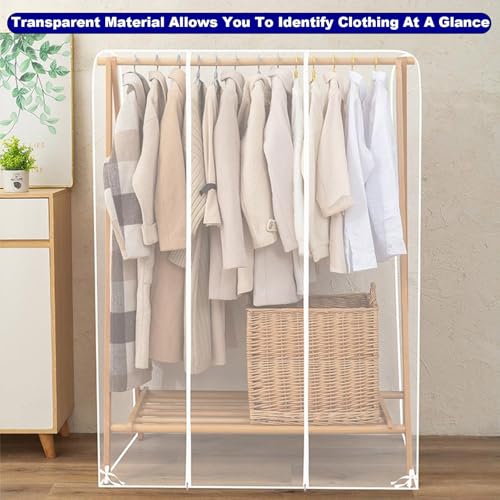 PEVA Clear Garment Bags, Clothes Covers Protecting Dusts with 2 Durable Zipper, Clothing Dustproof & Waterproof Protector Cover(100x50x150cm/39x20x59in)3