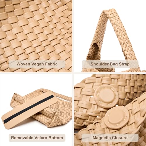Image of MELOLILA Large Woven Tote Bag for Women Weave Purse Woven Leather Handbag