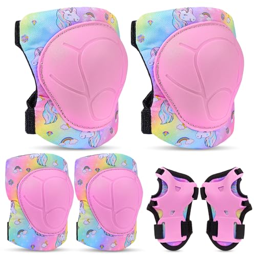 Unicorn Castle Knieschoner Kinder Schoner Set Inliner Schützer 6 in 1 Schutzausrüstung Kinder Ellenbogenschoner Handgelenkschoner Protektoren für 3-8 Jahre,Pink Unicorn Castle Knieschoner Kinder Schoner Set Inliner Schützer 6 in 1 Schutzausrüstung Kinder Ellenbogenschoner Handgelenkschoner Protektoren für 3-8 Jahre,Pink