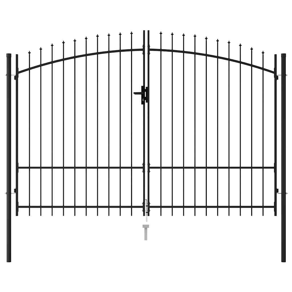 Zauntor Doppelflügel mit Speerspitzen Gartentor Gartentür Gartenpforte Zauntür Hoftür Tor Hoftor Pforte Doppeltor Stahl Schwarz,3 x 2 m