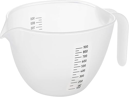 Akebono Industry CH-2091 Powdered Bowl, White, Made in Japan, Prevents Dripping, Easy to Pour, With Graduations, Easy to Use as a Cooking Bowl,