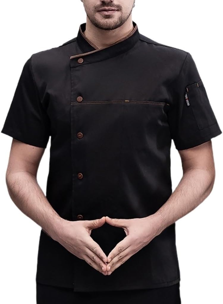 Unisex Chef Coat Jacket Short Sleeves Kitchen Cooking Chef Uniform for Men Women Custom Food Service Shirt