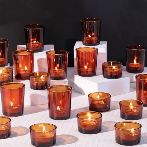 36pcs Assorted Amber Votive Candle Holders for...