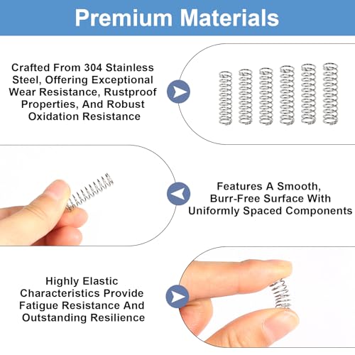 Druckfedern Sortiment Kit, 390 Stück 304 Edelstahl Kleine Federn Set Edelstahl Druckfeder, 24 verschiedene Größen Mechanische Metall Mini Federn für DIY Zuhause Automobilreparaturen