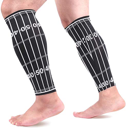 hgdfhfgd American Football Field Schwarze Wadenkompressionshülsen Shin Splint Support Beinschutz Wadenschmerzlinderung beim Laufen, Radfahren, Reisen, Sport für Männer Frauen (1 Paar)