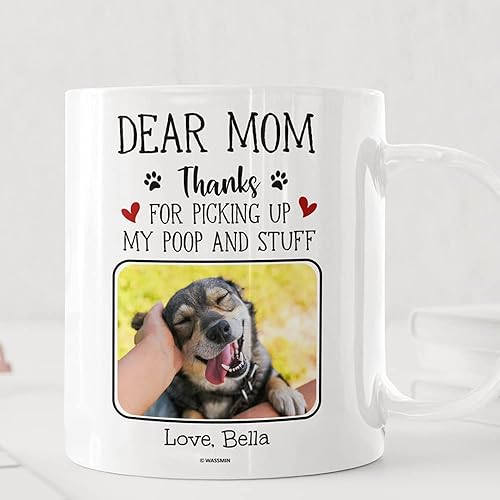 Miniatura 4 de Wassmin Taza de café personalizada con nombre de imagen de perro, 11 onzas, 15 onzas, divertido cumpleaños, día de la madre, San Valentín, regalos