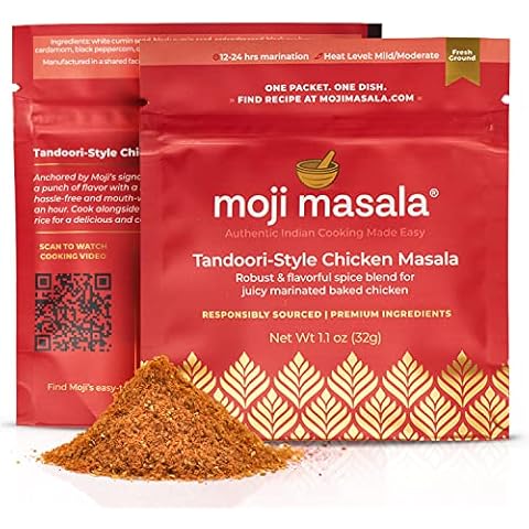 moji masala Indian Spice Kits – Tandoori Chicken Masala Spice Blends - Spice Mix for Authentic Indian Food at Home and Indian Seasoning Sets – 2-Packs Serve 8-10 Cover