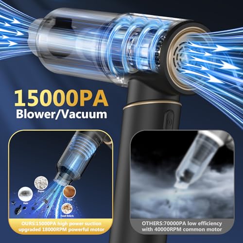 Image of BSRCO 15000Pa Powerful Handheld Car Vacuum Cordless, 4-in-1 Multi-Function Hand Vacuum Cleaner with Type-C Charge, Dual Suction Modes,HEPA Filter, Ultra Lightweight (1.25lbs) for Home, Car & Pet Hair