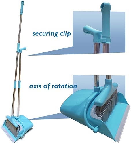 Miniatura 3 de Juego de escoba y recogedor de polvo ligero y vertical para vestíbulo con mango largo para interiores y exteriores para el hogar cocina habitación
