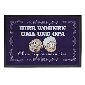 Creativgravur – Fußmatte Oma und Opa – Elternregeln Enden Hier – Oma Fußmatte Bedruckt – rutschfest & waschbar – Oma Opa…