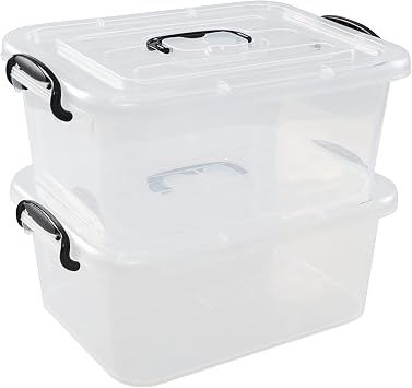6-Pack Plastic Storage Box with Lid/Handle/Latching Buckles, Small Storage Bin Tote Organizing Container, Clear, 6 Quart