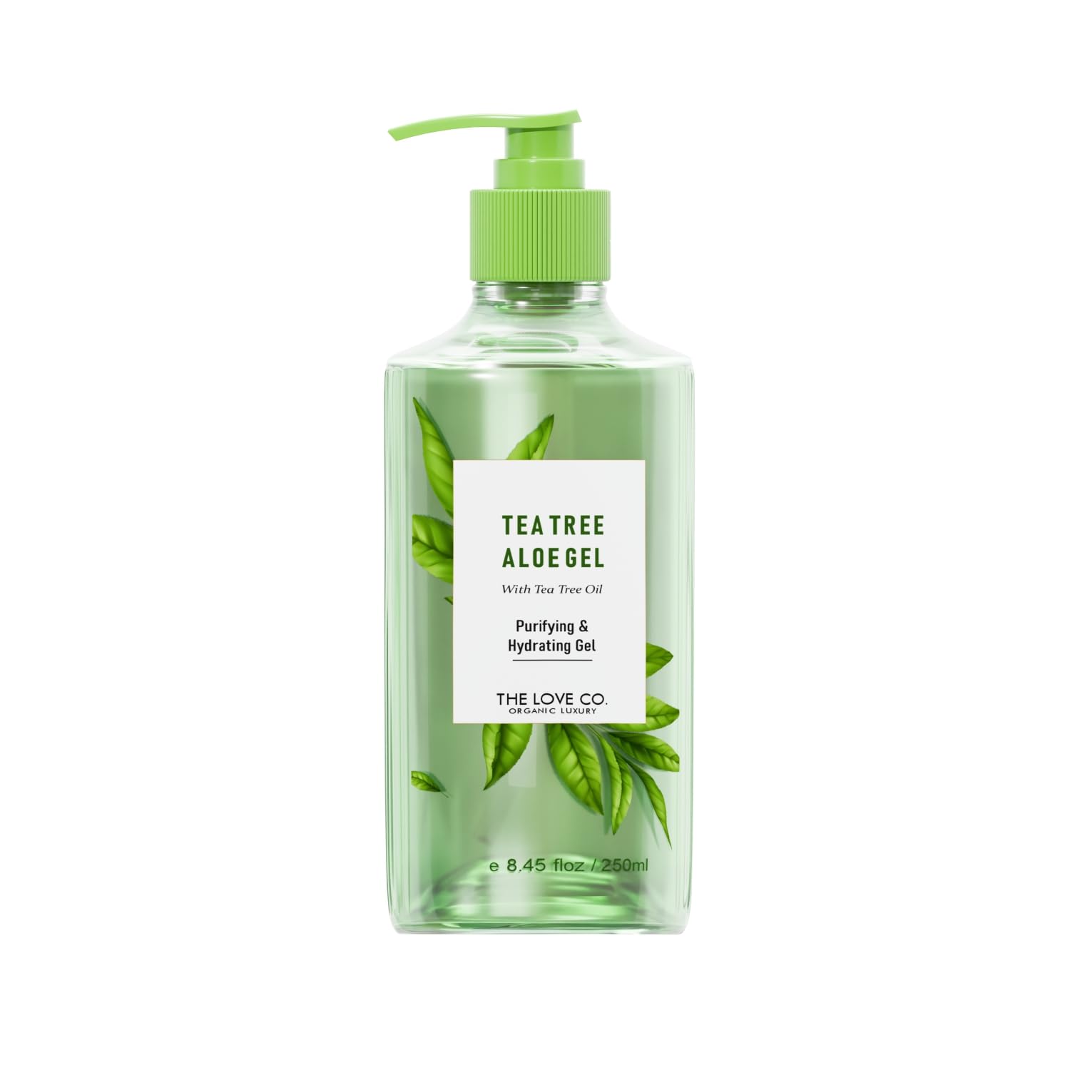 THE LOVE CO Aloe Vera & Tea Tree Oil Gel - 250ml | Natural Acne Relief & Skin Soothing Formula | Hydrating Moisturizer for Face and Body | Ideal for All Skin Types