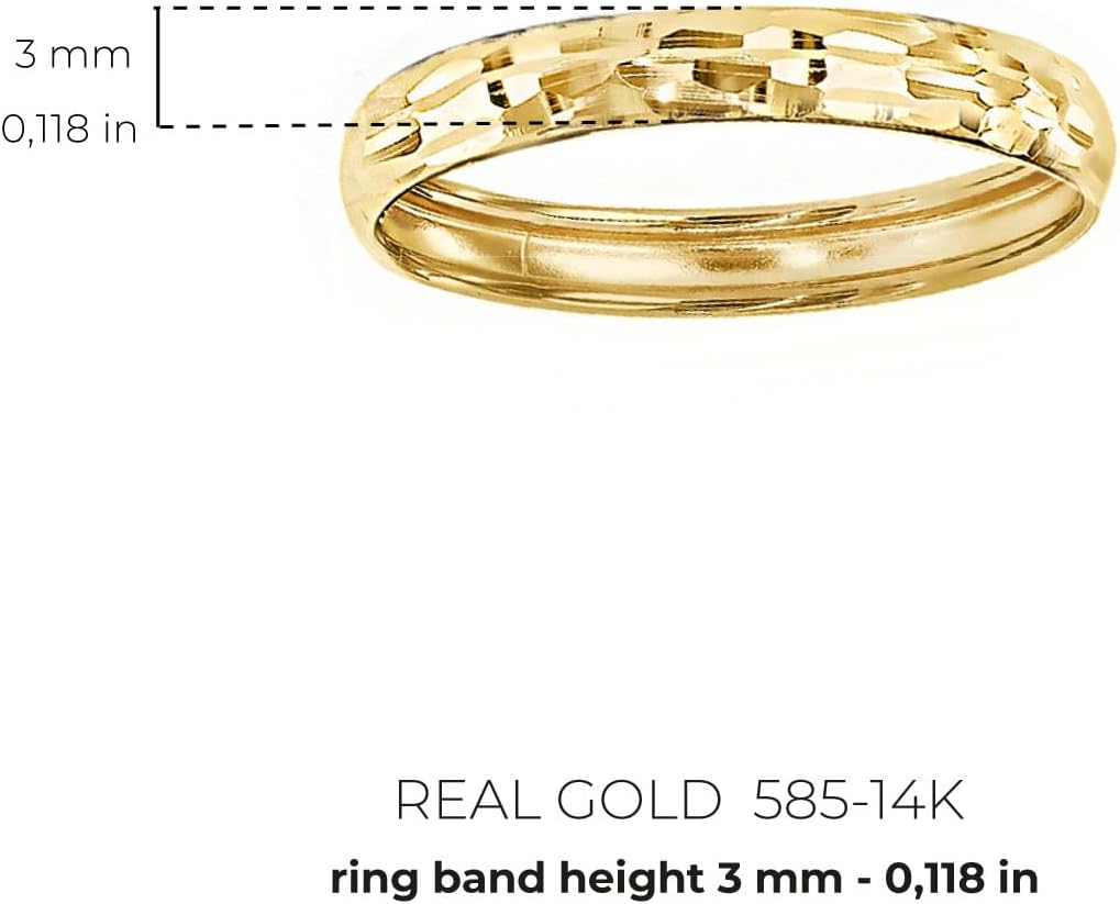 forme di Lucchetta - Womens 14K Gold Textured Band Ring, Size 5-10, Italian Gift for Her - Authentic Jewelry from Italy