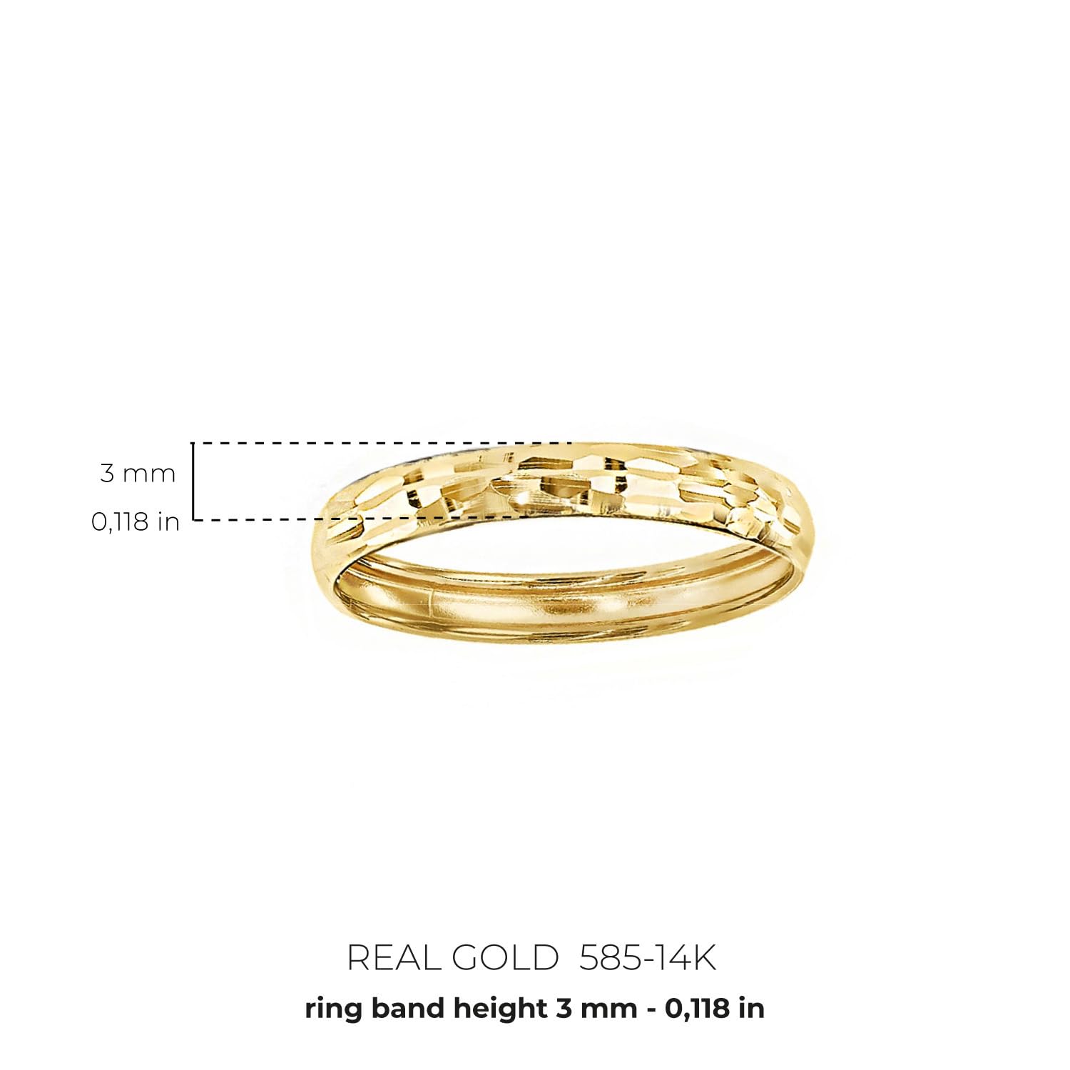 forme di Lucchetta - Anello Fedina in Oro Vero 14K con Effetto Diamantato | Misure 10-22 | Regalo Elegante per Lei