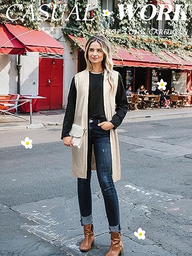 ZXZY Sleeveless Cardigans for Women Cozy Trendy Open Front Sweater Duster Long Vest2