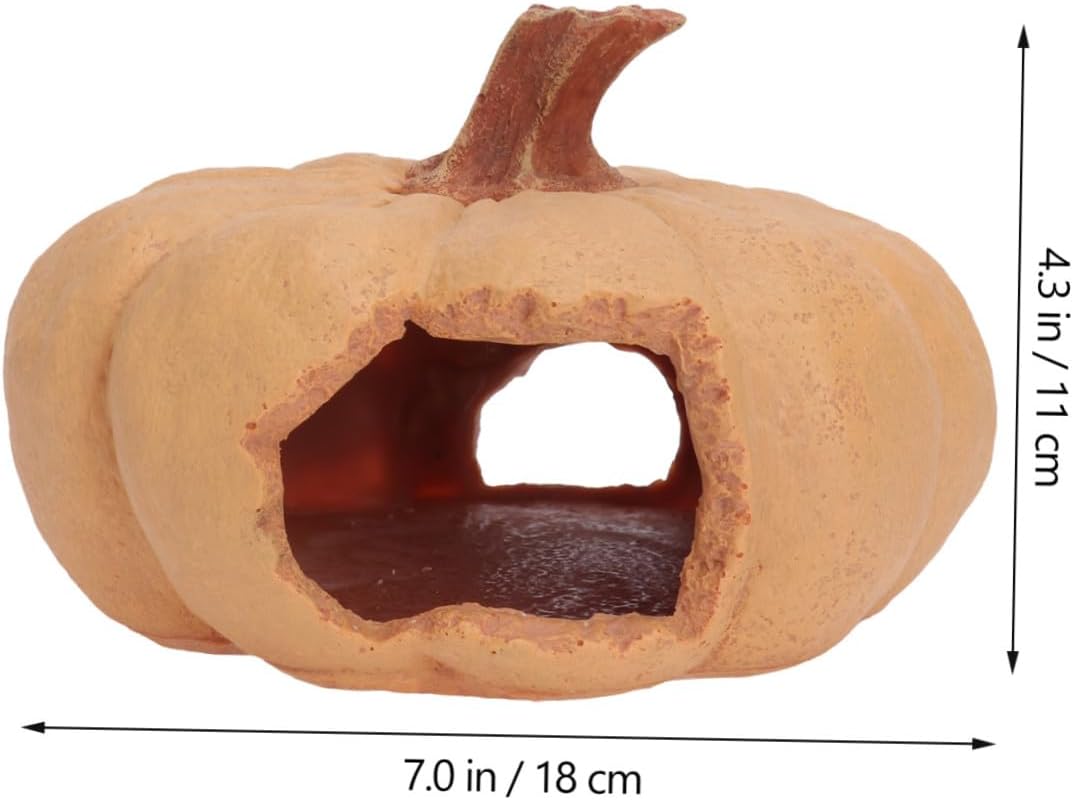 Milisten 1pc Reptile Pumpkin Shaped House Decorative Habitat for Lizards Turtles and Snakes Hand-Painted Hideout for Aquatic Environments and Festivals