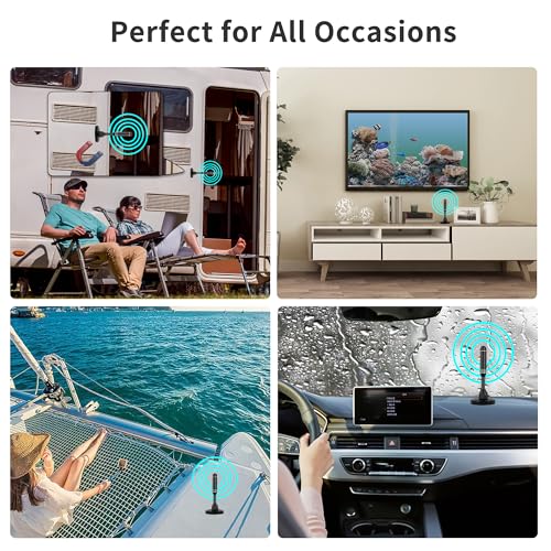 Image of Indoor TV Antenna with 2 Signal Boosters & 32FT Cable - Digital Antenna for Smart TV, Magnetic Base, Supports 4K 1080p - Dual Amplifiers for Long Range Reception of Local Channels(White)