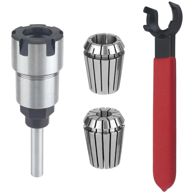 Shank Router Bit Colle Collet Extension Chuck Converter Adapter,Convert 1/2,1/4-Inch Shank Bit with ER20 Spring Collet - (Color Name: Silver)