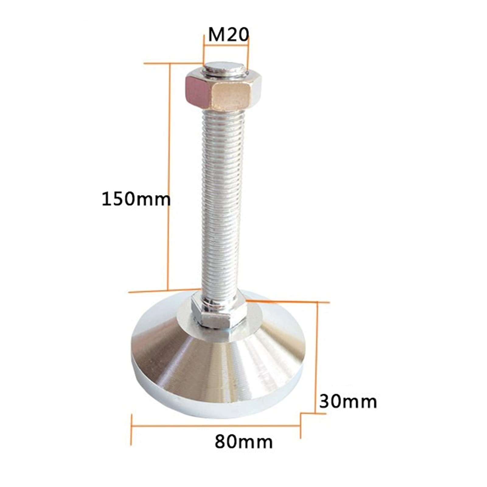 Patas ajustables, Patas para muebles, Pie nivelador ajustable de alta resistencia, pata niveladora for muebles, enderezador de pie con rosca completa, riel nivelador de base de 80 mm(D80 M20X150mm)