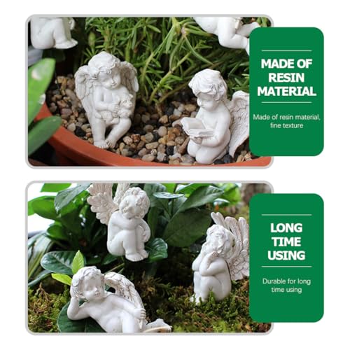 Mini Statue Bébé Ange Blanche POPETPOP : Idée Cadeau pour Passionnés de Jardin - 3