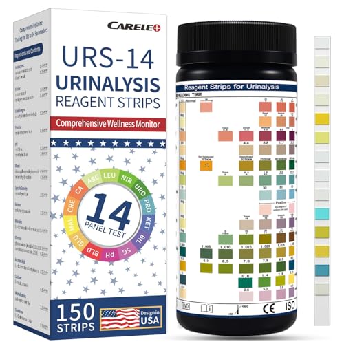 14 Parameters Urine Test Strips for Urinalysis | 150 Strips - Testing for Kidney, Liver, UTI, Keto...